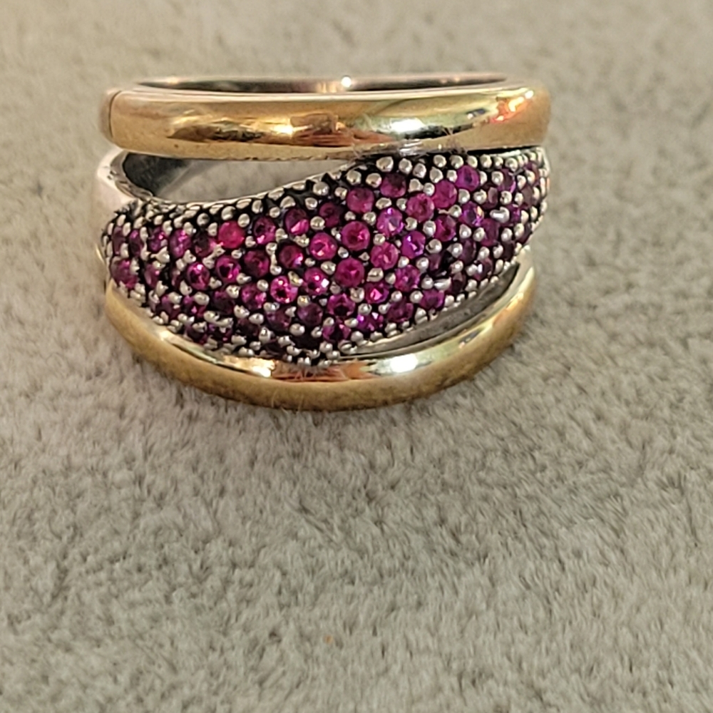 Beautiful sterling silver 925  & 10kt gold ring size 7